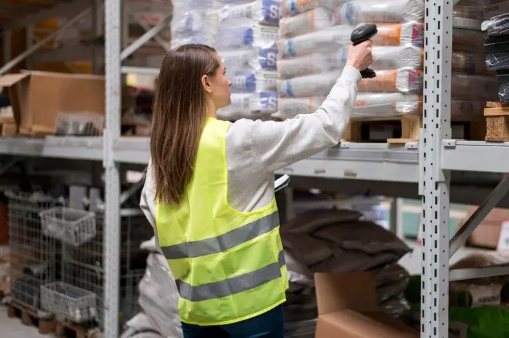 Barcode scanner used to record goods during storage.