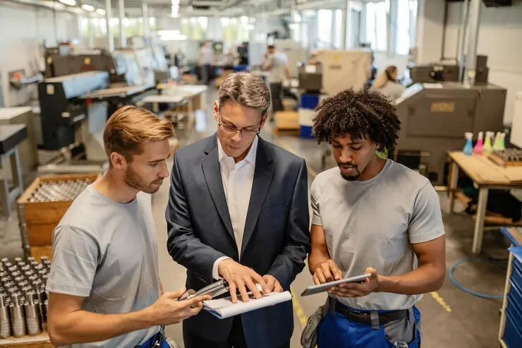 Employees during a training course to improve logistics processes .